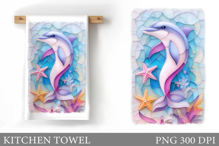 Cute Dolphin Kitchen Towel. Dolphin Sublimation