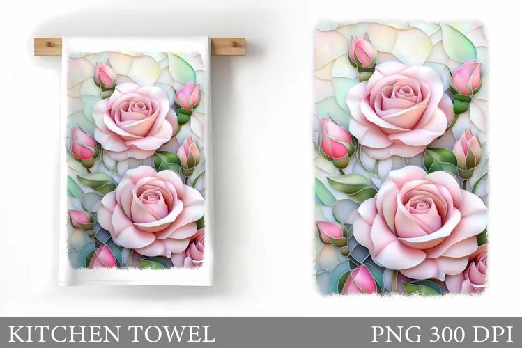 Roses Kitchen Towel. Flowers Kitchen Towel Sublimation