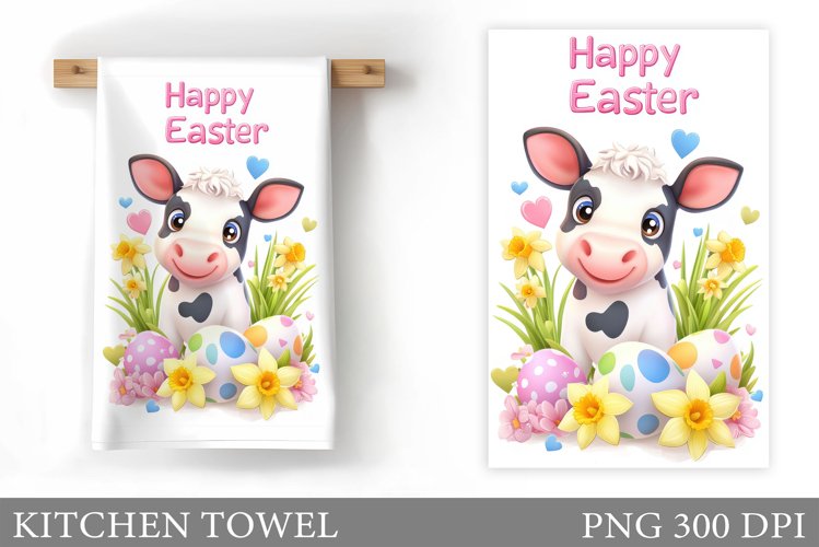 Easter Cow Kitchen Towel. Easter Kitchen Towel Sublimation