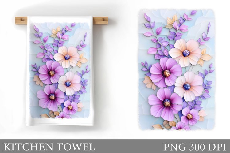 Flowers Kitchen Towel. Wildflowers Kitchen Towel Design example image 1