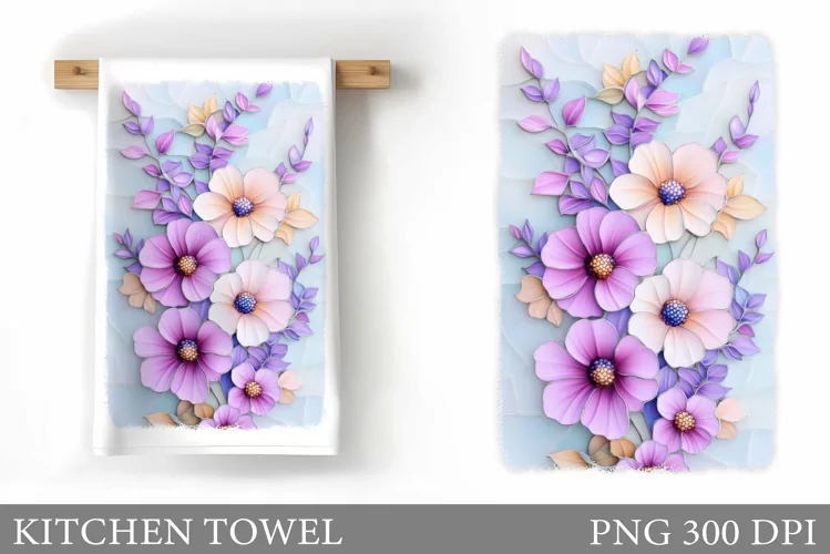 Flowers Kitchen Towel. Wildflowers Kitchen Towel Design