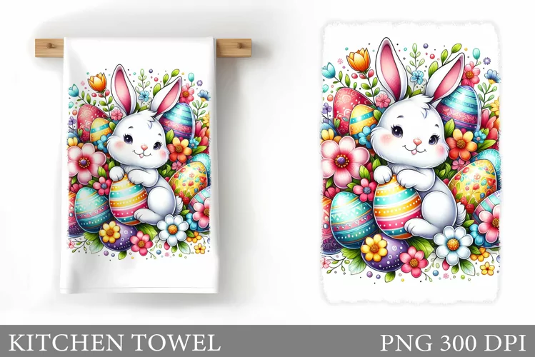 Easter Bunny Kitchen Towel. Bunny Kitchen Towel Sublimation