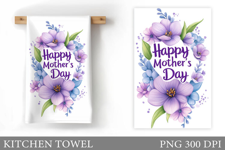 Mother's Day Kitchen Towel. Floral Kitchen Towel Sublimation example image 1