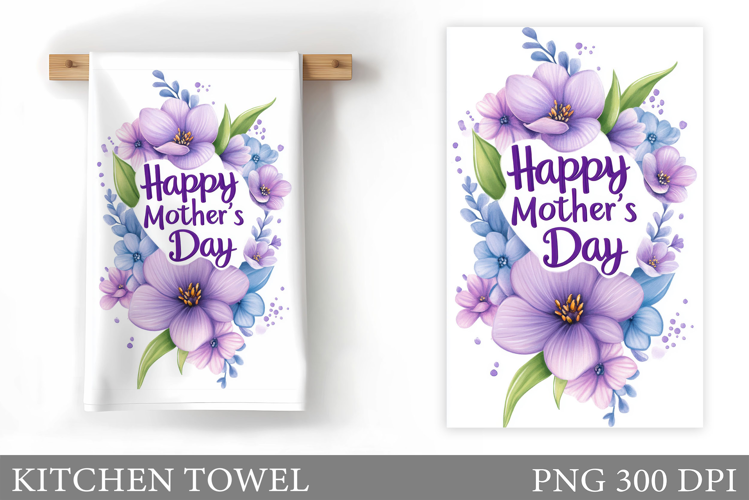 Mother's Day Kitchen Towel. Floral Kitchen Towel Sublimation