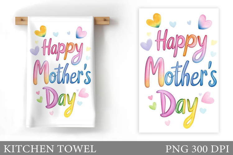 Mother's Day Kitchen Towel. Flowers Kitchen Towel Design
