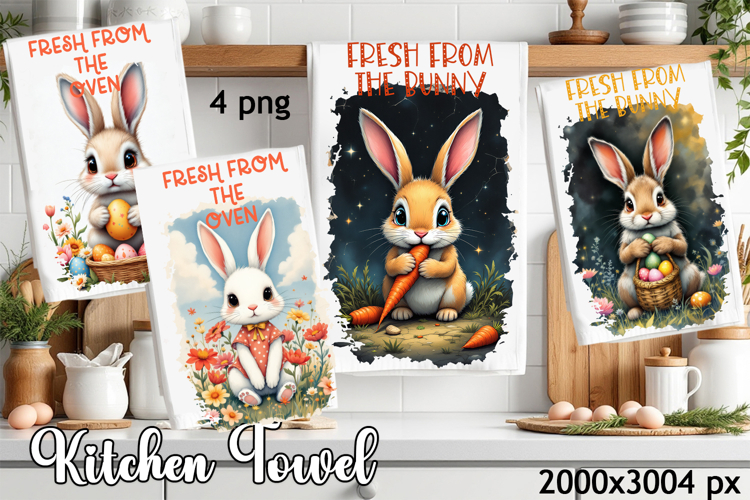 Easter Bunny Kitchen Towel Sublimation Design