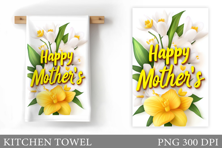 Mother's Day Kitchen Towel. Flowers Kitchen Towel Design