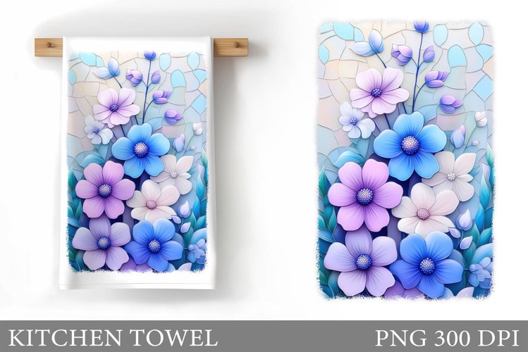 Flowers Kitchen Towel. Floral Kitchen Towel Design example image 1