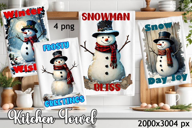 Cozy christmas snowman Sublimation Design for Kitchen Towel