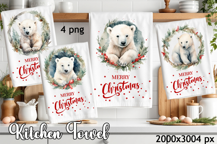 Cozy christmas Bear Sublimation Design for Kitchen Towel