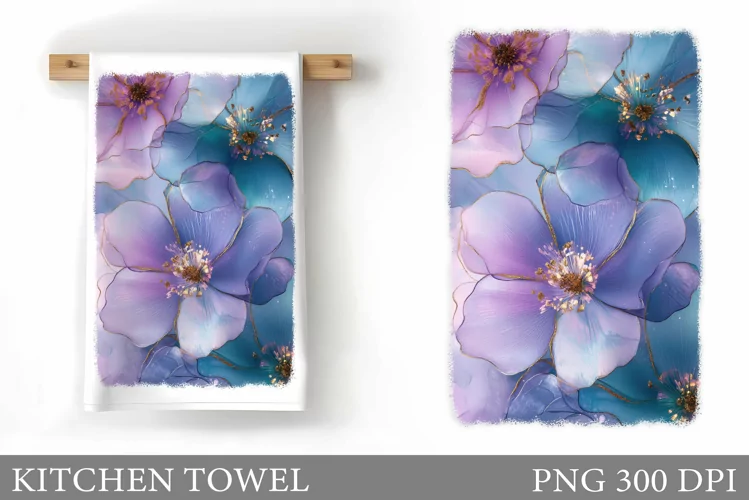 Flowers Kitchen Towel Design. Kitchen Towel Sublimation