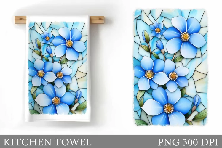 Flowers Kitchen Towel Design. Kitchen Towel Sublimation