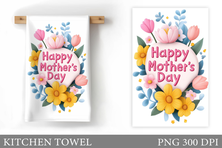 Mother's Day Kitchen Towel. Floral Kitchen Towel Sublimation