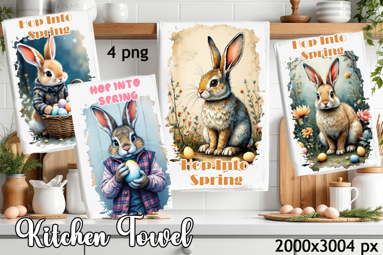 Easter Bunny Kitchen Towel Sublimation Design