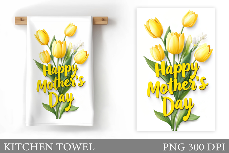 Mother's Day Kitchen Towel. Flowers Kitchen Towel Design
