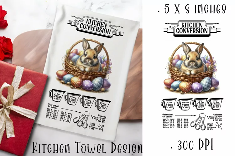 Happy Easter Kitchen Towel Sublimation Design