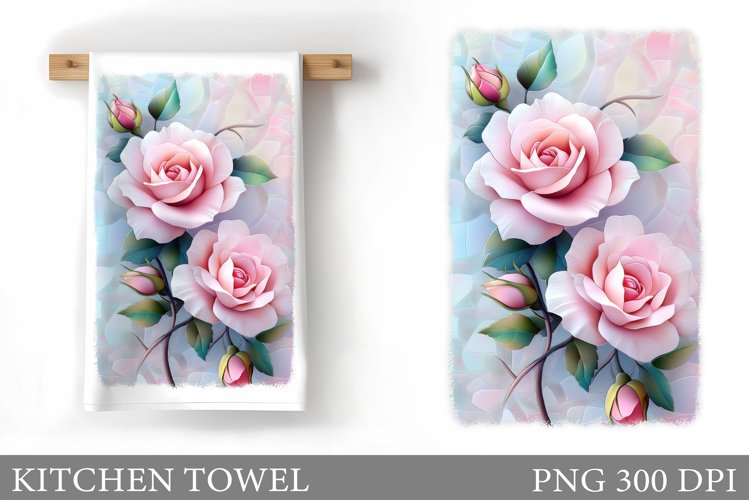 Roses Kitchen Towel. Flowers Kitchen Towel Design example image 1