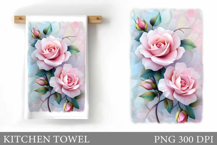 Roses Kitchen Towel. Flowers Kitchen Towel Design