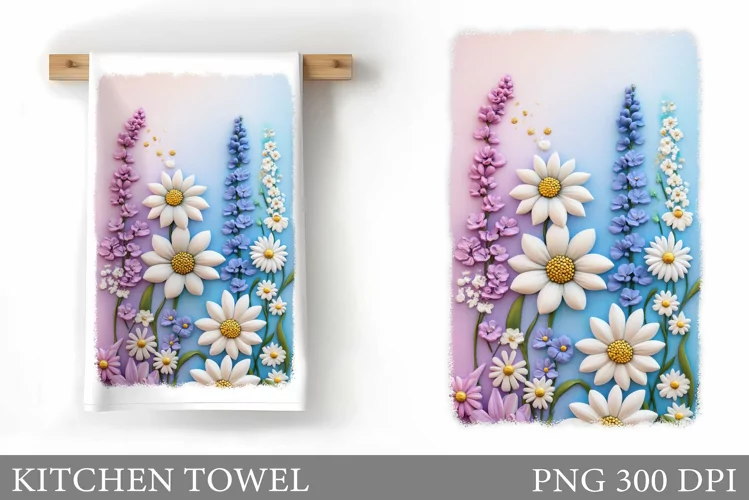 Flowers Kitchen Towel. Wildflowers Kitchen Towel Design