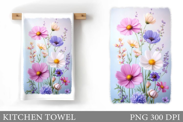 Wildflowers Kitchen Towel. Flowers Kitchen Towel Sublimation example image 1