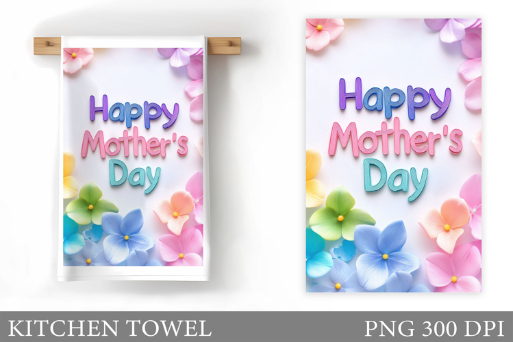 Mother's Day Kitchen Towel. Floral Kitchen Towel Sublimation
