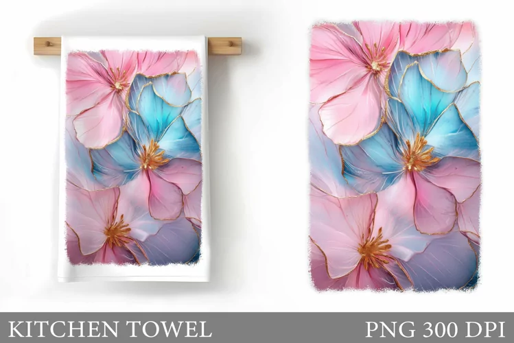 Flowers Kitchen Towel Design. Kitchen Towel Sublimation