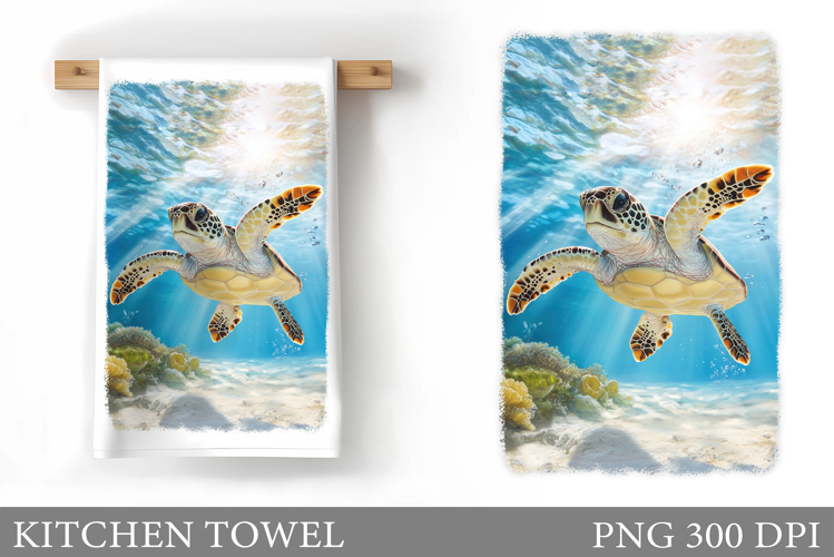 Turtle Kitchen Towel Design. Sea Kitchen Towel Sublimation