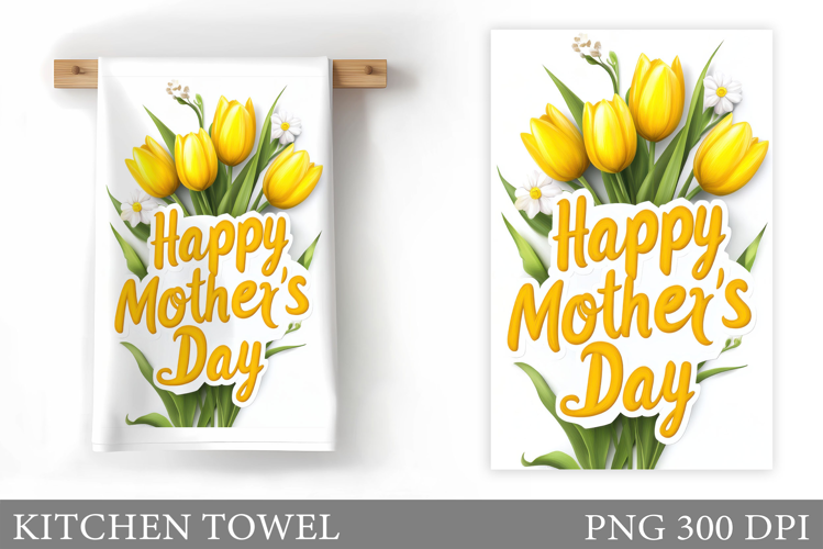 Mother's Day Kitchen Towel. Floral Kitchen Towel Sublimation