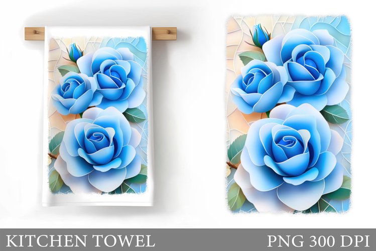Roses Kitchen Towel. Floral Kitchen Towel Sublimation example image 1