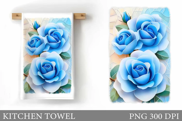 Roses Kitchen Towel. Floral Kitchen Towel Sublimation