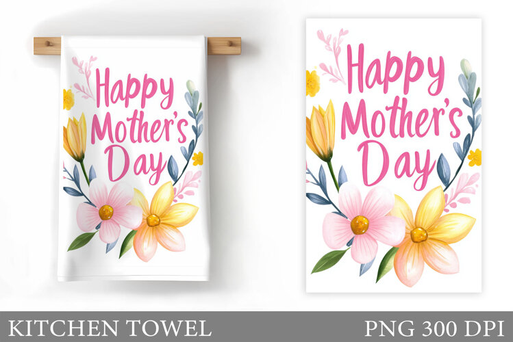 Mother's Day Kitchen Towel. Flowers Kitchen Towel Design example image 1