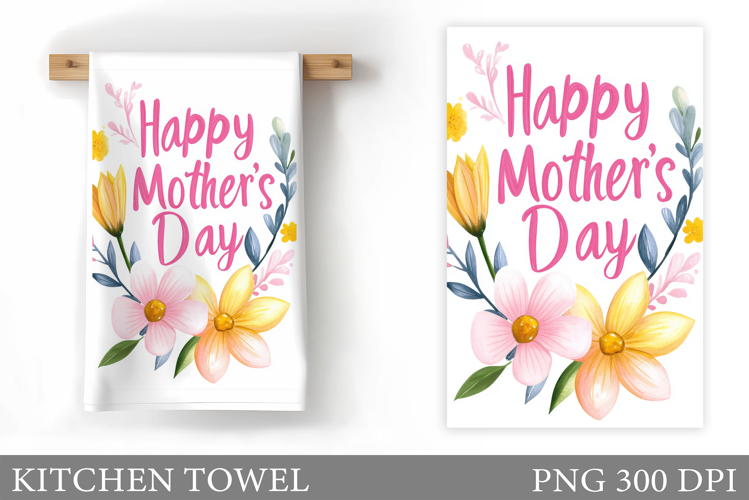 Mother's Day Kitchen Towel. Flowers Kitchen Towel Design