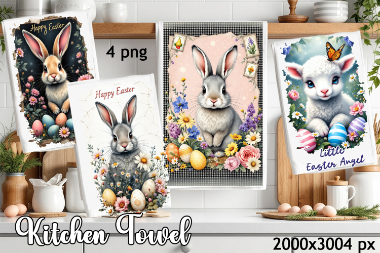 Easter Bunny Kitchen Towel Sublimation Design