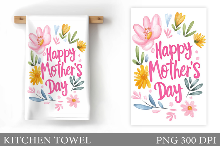 Mother's Day Kitchen Towel. Floral Kitchen Towel Sublimation