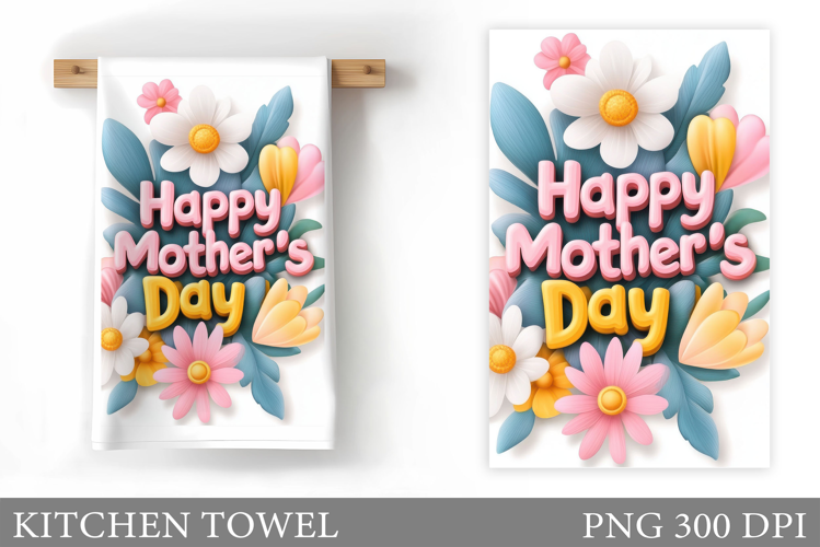 Mother's Day Kitchen Towel. Floral Kitchen Towel Sublimation