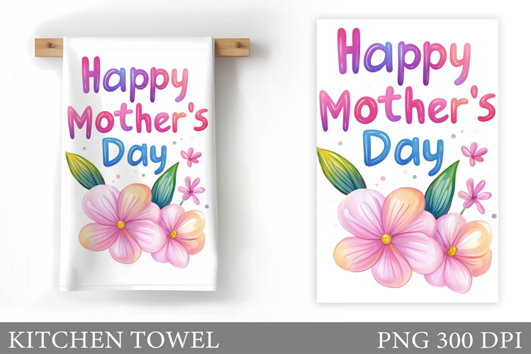 Mother's Day Kitchen Towel. Floral Kitchen Towel Sublimation