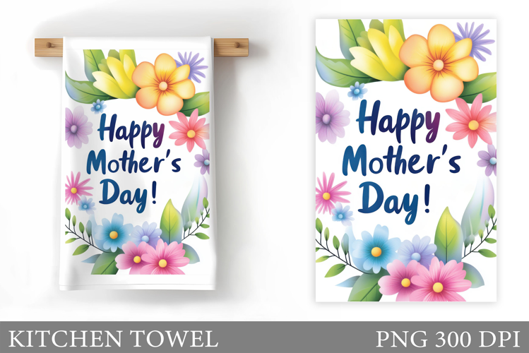 Mother's Day Kitchen Towel. Floral Kitchen Towel Sublimation