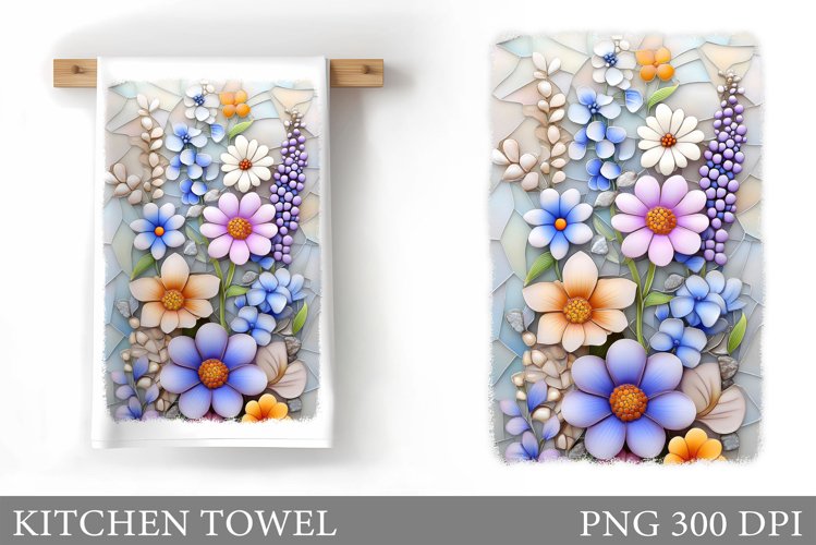 Flowers Kitchen Towel. Wildflowers Kitchen Towel Design example image 1