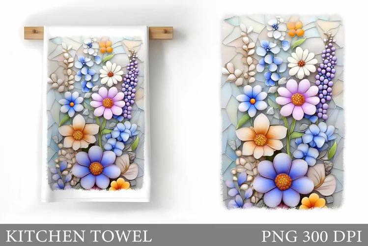 Flowers Kitchen Towel. Wildflowers Kitchen Towel Design