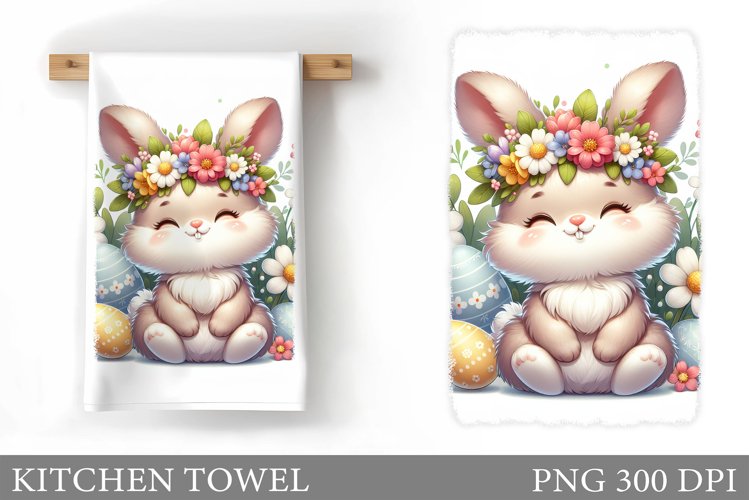 Easter Bunny Kitchen Towel. Bunny Kitchen Towel Sublimation example image 1