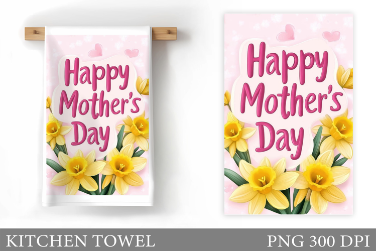 Mother's Day Kitchen Towel. Flowers Kitchen Towel Design