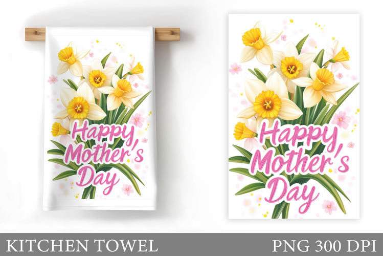 Mothers Day Kitchen Towel. Flowers Kitchen Towel Design