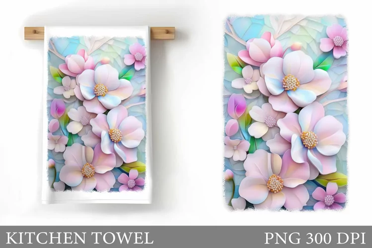 Flowers Kitchen Towel Design. Kitchen Towel Sublimation