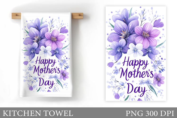 Mother's Day Kitchen Towel. Floral Kitchen Towel Sublimation