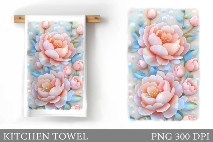 Flowers Kitchen Towel. Floral Kitchen Towel Sublimation example image 1