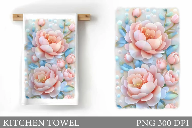 Flowers Kitchen Towel. Floral Kitchen Towel Sublimation