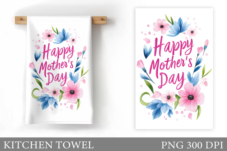 Mother's Day Kitchen Towel. Floral Kitchen Towel Sublimation