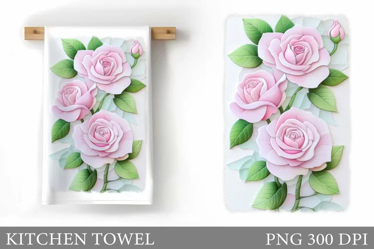 Roses Kitchen Towel. Flowers Kitchen Towel Design