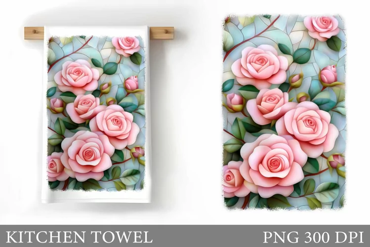 Roses Kitchen Towel. Floral Kitchen Towel Sublimation