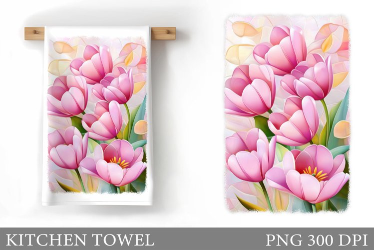 Tulips Kitchen Towel Design. Flowers Kitchen Towel example image 1